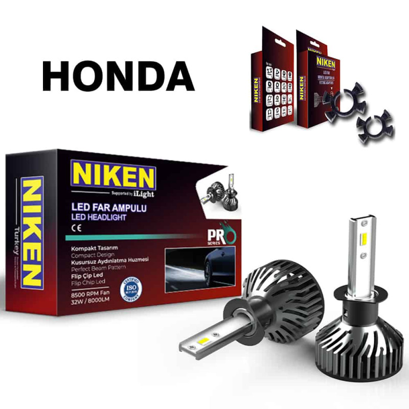 Honda set becuri far LED H1 Niken Pro Series plus adaptoare