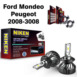 Ford Mondeo / Peugeot 2008-3008 set becuri far LED H7 Niken Pro Series plus adaptoare