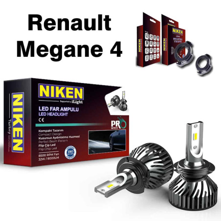 Renault Megane 4 headlight LED H7 NIKEN Pro Series and adaptors set