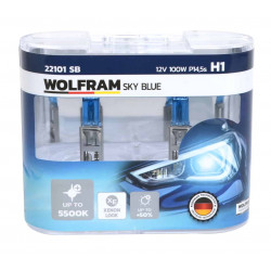 Halogen Sky Blue H1 100W 12V P14.5s +5500K Pure White +50% more Light +XE Xenon Look