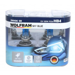 Halogen Sky Blue HB4 80W 12V P22d +5500K Pure White +50% more Light +XE Xenon Look