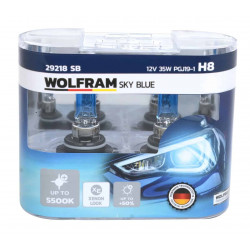 Halogen Sky Blue H8 35W 12V PGJ19-1 +5500K Pure White +50% more Light +XE Xenon Look