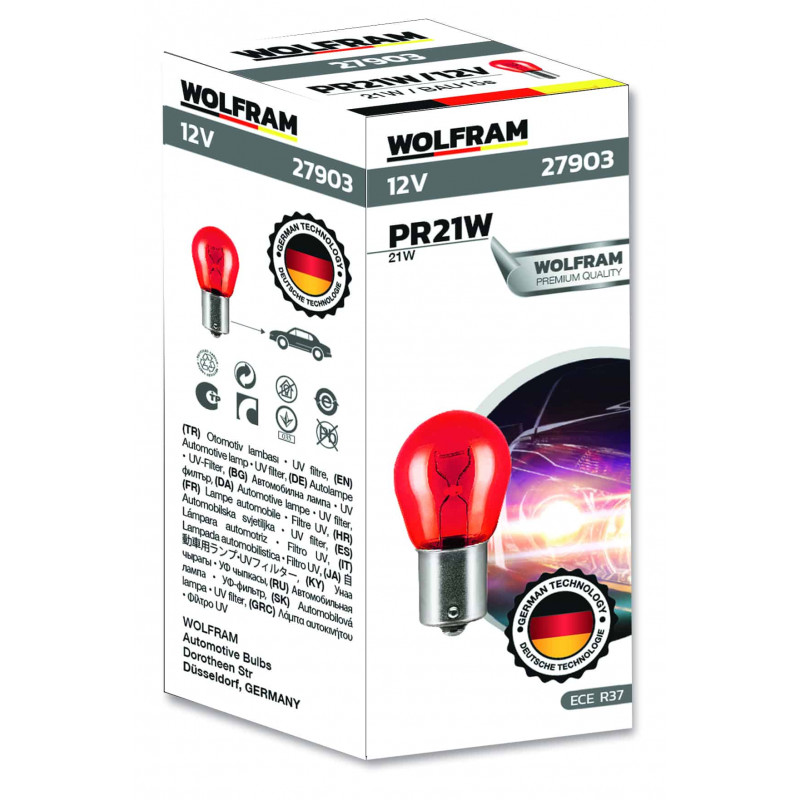 Stop Signal Metal Base PR21W 21W 12V BAU15s red color light bulb